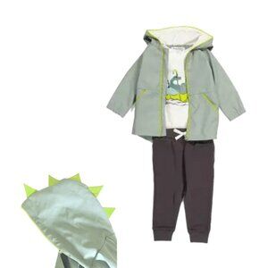 NEW TOMMY BAHAMA Kid Toddler Boy 3pc Dinosaur Raincoat Jacket Shirt Jogger Set